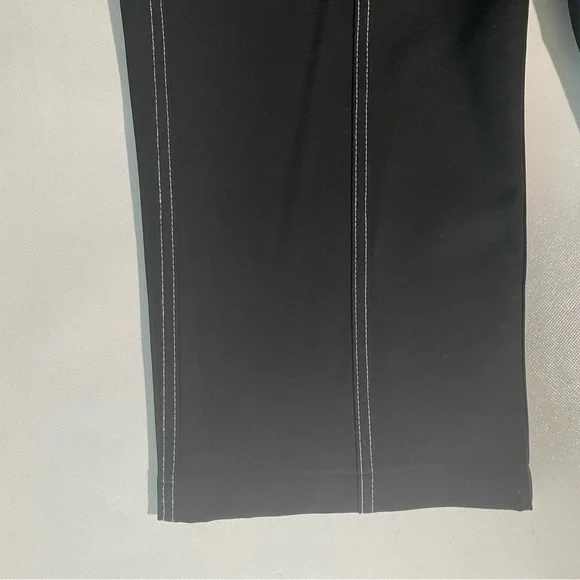 NEW Women's KARL LAGERFELD Paris  Stitch Cropped Pants Side Zip Black $99 - Picture 3 of 14